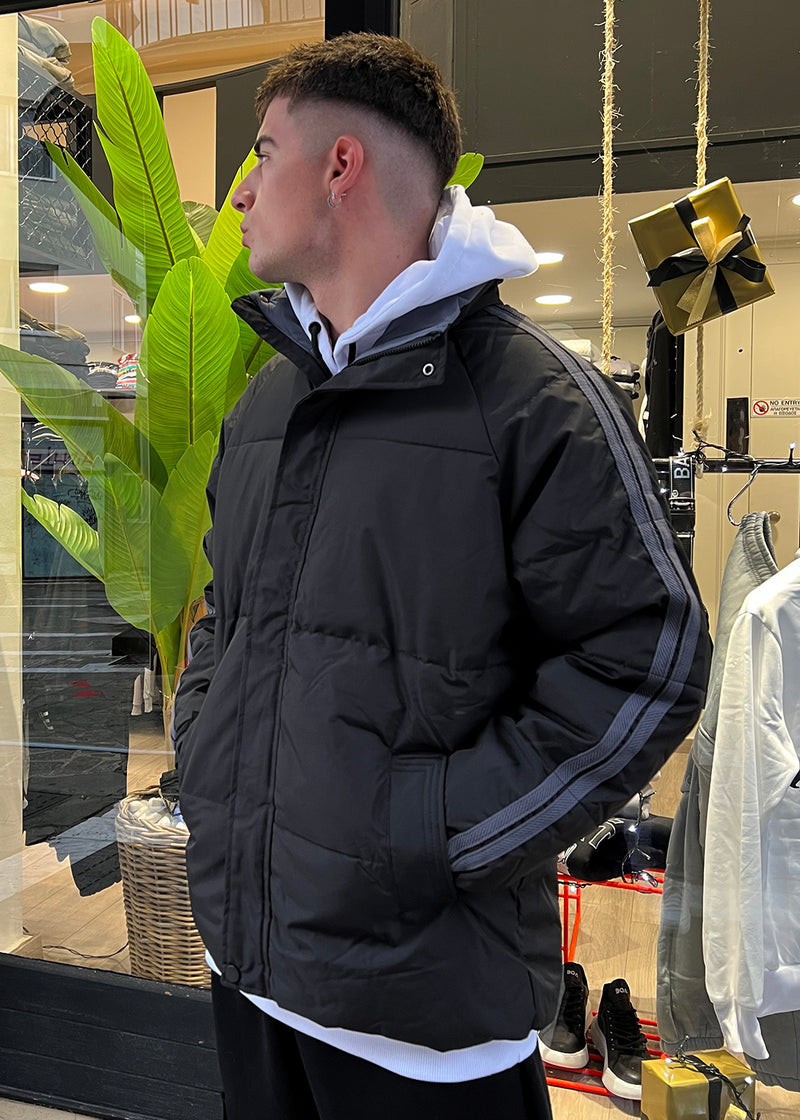 Ανδρικό μπουφάν με κολάρο GUF - M80220 - tape puffer μαύρο