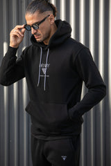 Ανδρικό φούτερ με κουκούλα Henry clothing - 3-651 - hoodie triangle logo μαύρο