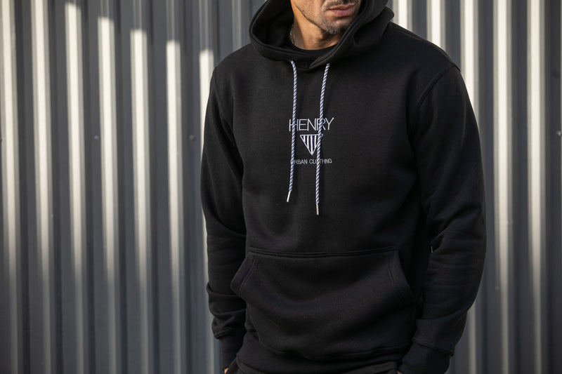 Ανδρικό φούτερ με κουκούλα Henry clothing - 3-651 - hoodie triangle logo μαύρο