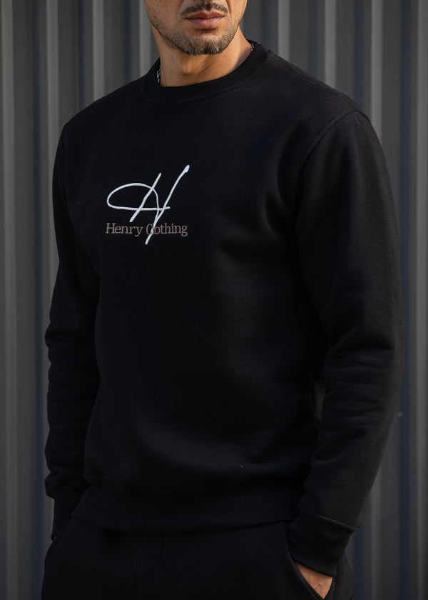 Ανδρικό φούτερ με κουκούλα Henry Clothing- 3-750 -signed logo hoodie μαύρο