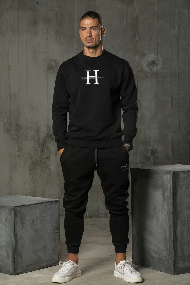 Henry clothing - 6-340 - caligraphy H logo sweatpants - black