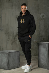 Henry clothing - 6-341 - simple logo sweatpants - black