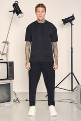 Ανδρικό φθινοπωρινό παντελόνι Henry clothing - 8-033 - simple over pants μαύρο