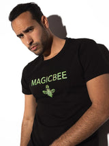 Magic bee - MB2310 - animal print logo tee - black