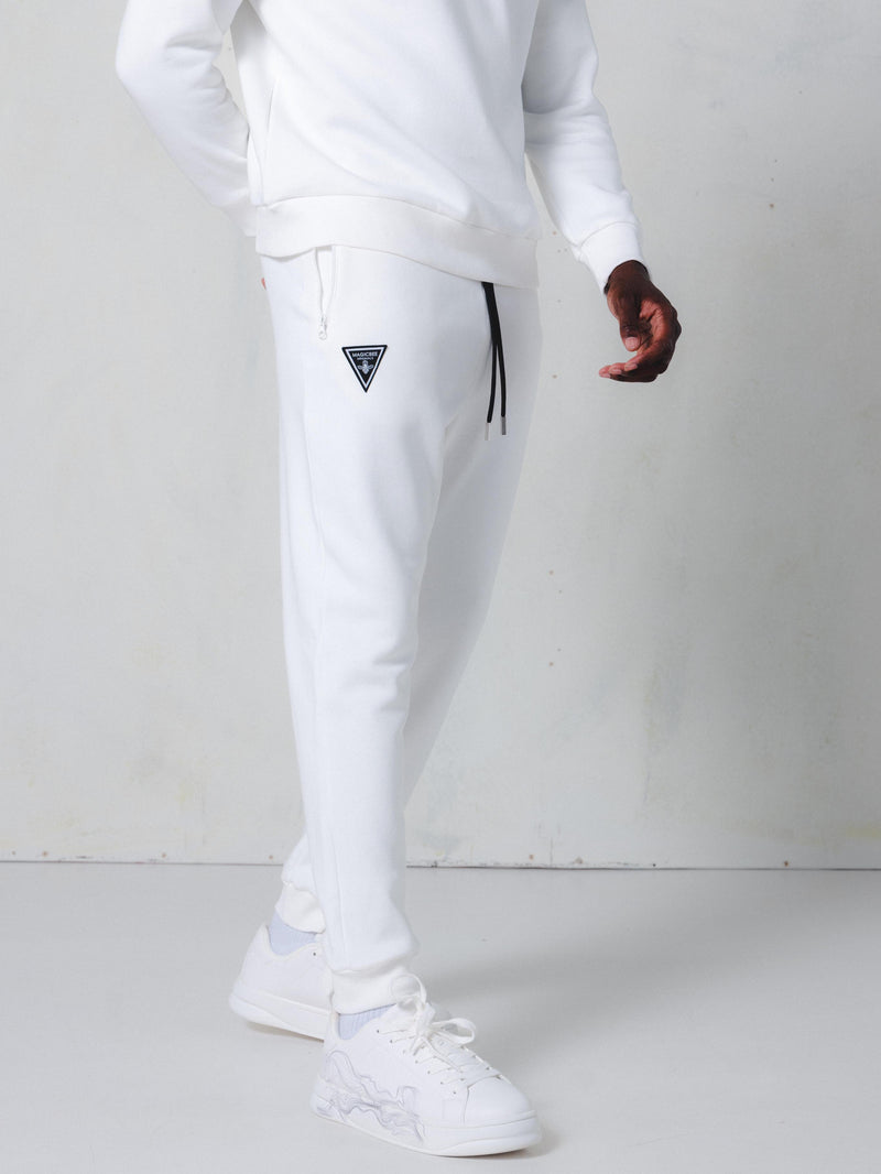 Ανδρική φόρμα Magic bee - MB24402 - zip up pockets triangle logo pants λευκό