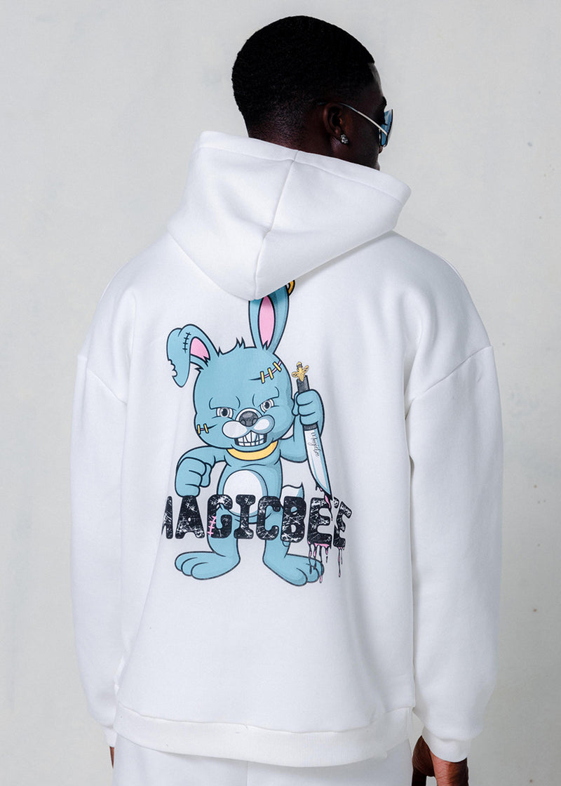 Μακρυμάνικο φούτερ με κουκούλα Magicbee - MB24503 - rabbit logo λευκό