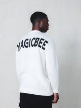 Unisex μακρυμάνικο φούτερ Magicbee - MB24700 - knit sweater logo λευκό