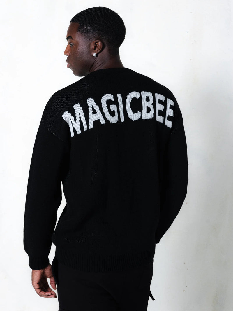 Unisex μακρυμάνικο φούτερ Magicbee - MB24700 - knit sweater logo μαύρο