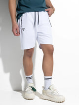 Ανδρική βερμούδα Magicbee - MB2451 - zip pockets shorts λευκό