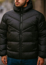 Ανδρικό μπουφάν με κουκούλα GUF-R2013-puffer μαύρο
