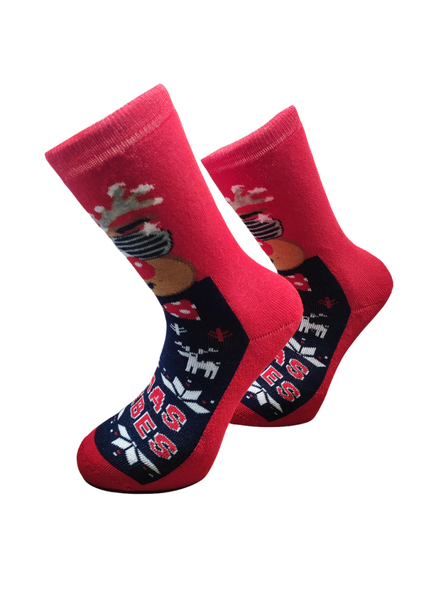 Χριστουγεννιάτικες κάλτσες V-tex - cool rudolf socks - κόκκινο