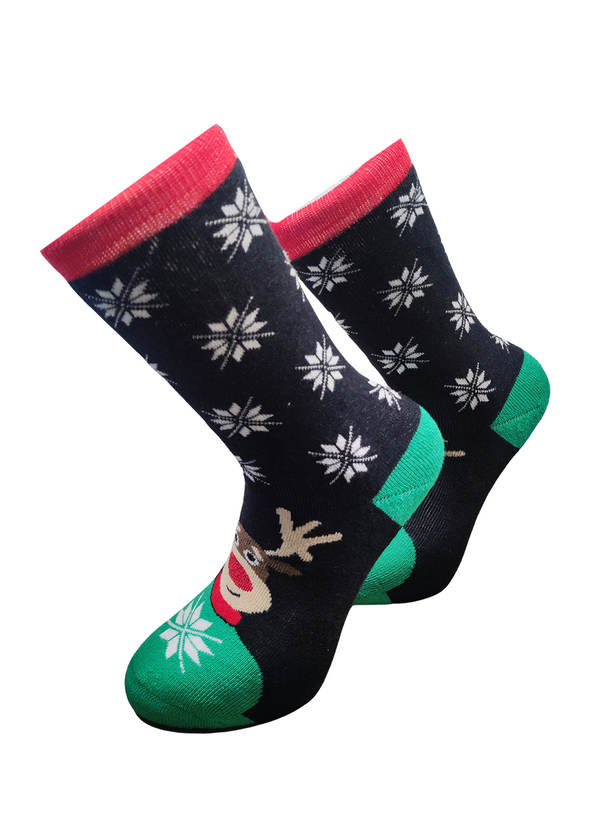 Χριστουγεννιάτικες κάλτσες V-tex - rudolf head socks - μαύρο