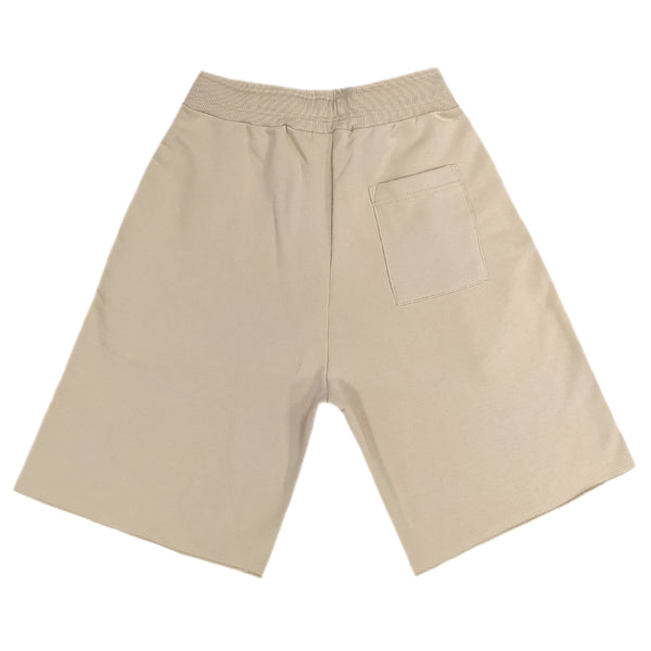 Close society - s23-371 - black rectangle logo shorts - beige