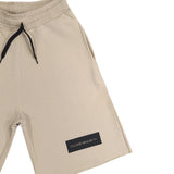 Clvse society - s23-371 - black rectangle logo shorts - beige