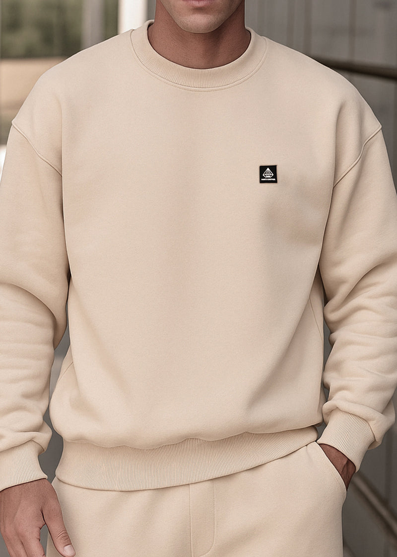 Ανδρικό μακρυμάνικο φούτερ Tony couper-S26/2-black small cube logo μπεζ