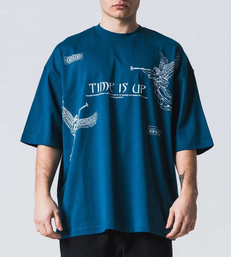 Jcyj - TRM0109 - time is up oversized tee - petrol
