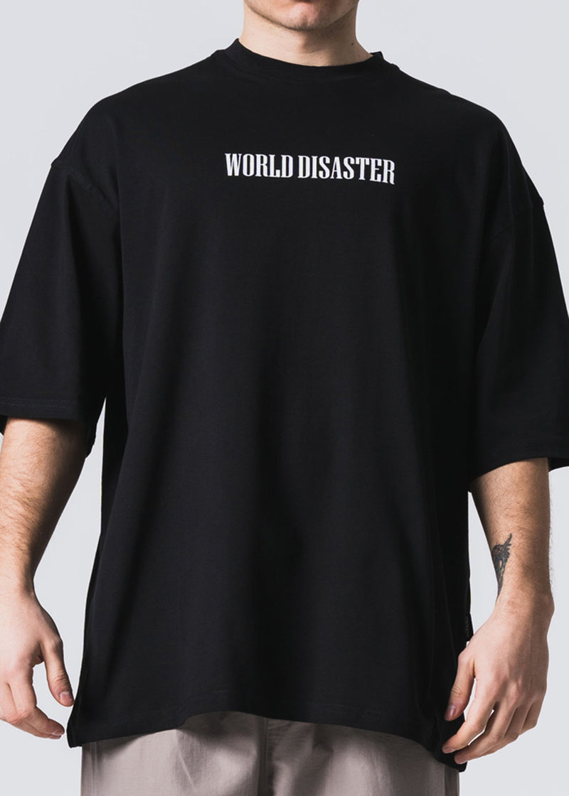 Ανδρική κοντομάνικη μπλούζα Jcyj - TRM0110 - world disaster oversized fit μαύρο