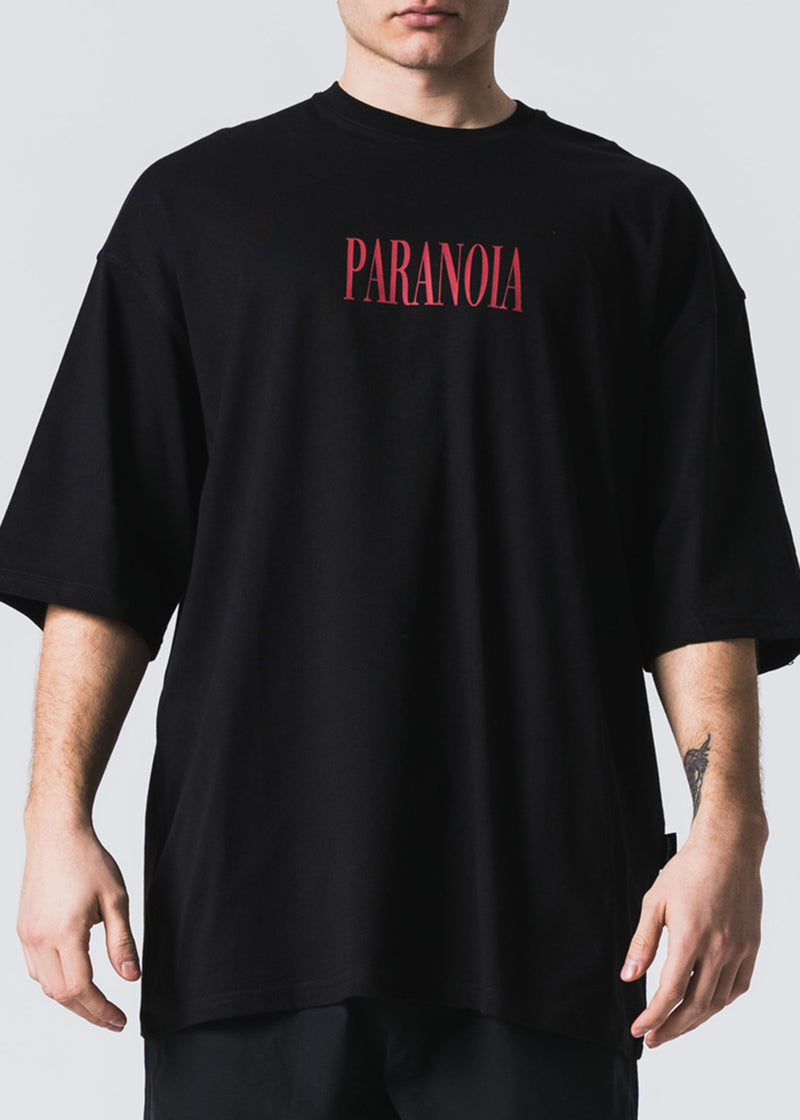 Ανδρική κοντομάνικη μπλούζα Jcyj - TRM0111 - paranoia logo oversized fit tee μαύρο