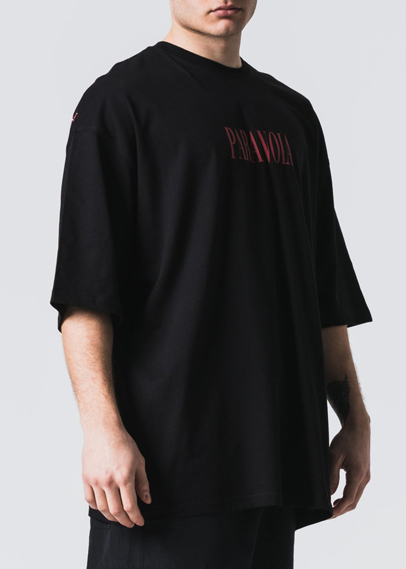 Ανδρική κοντομάνικη μπλούζα Jcyj - TRM0111 - paranoia logo oversized fit tee μαύρο