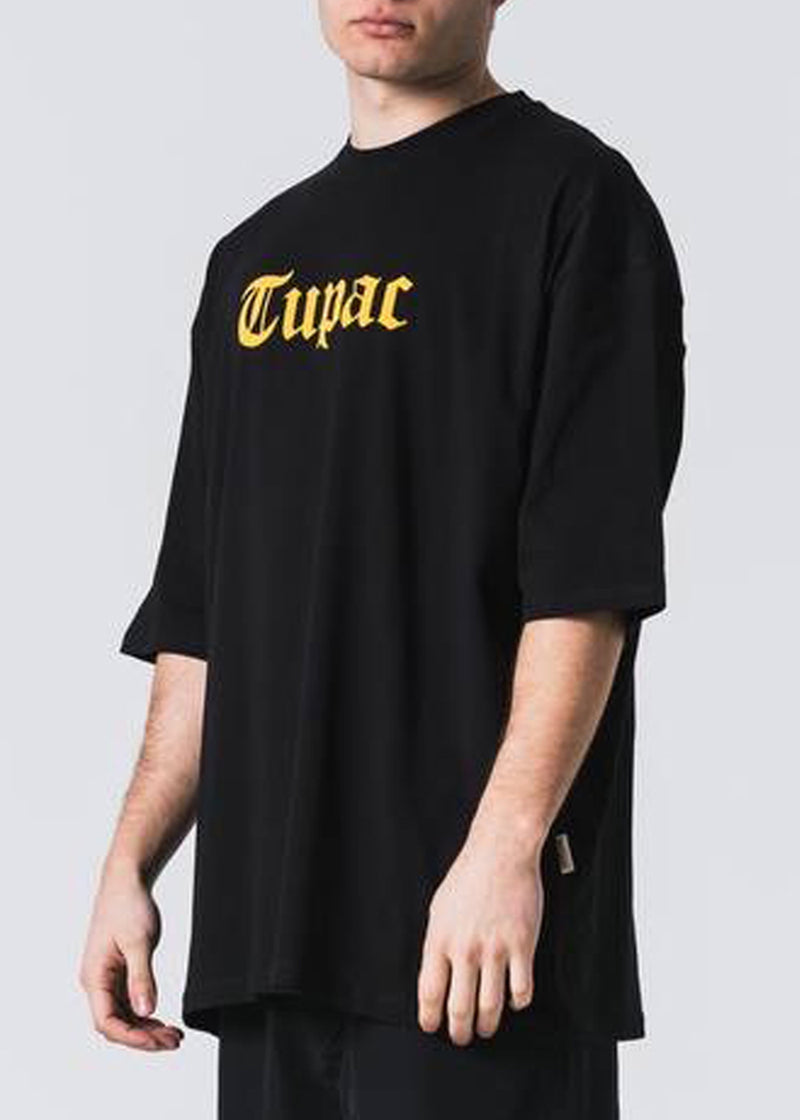 Ανδρική κοντομάνικη μπλούζα Jcyj - TRM0135 - tupac oversized fit μαύρο