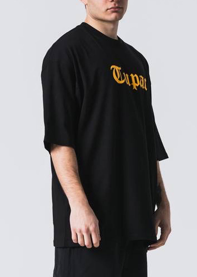 Ανδρική κοντομάνικη μπλούζα Jcyj - TRM0135 - tupac oversized fit μαύρο