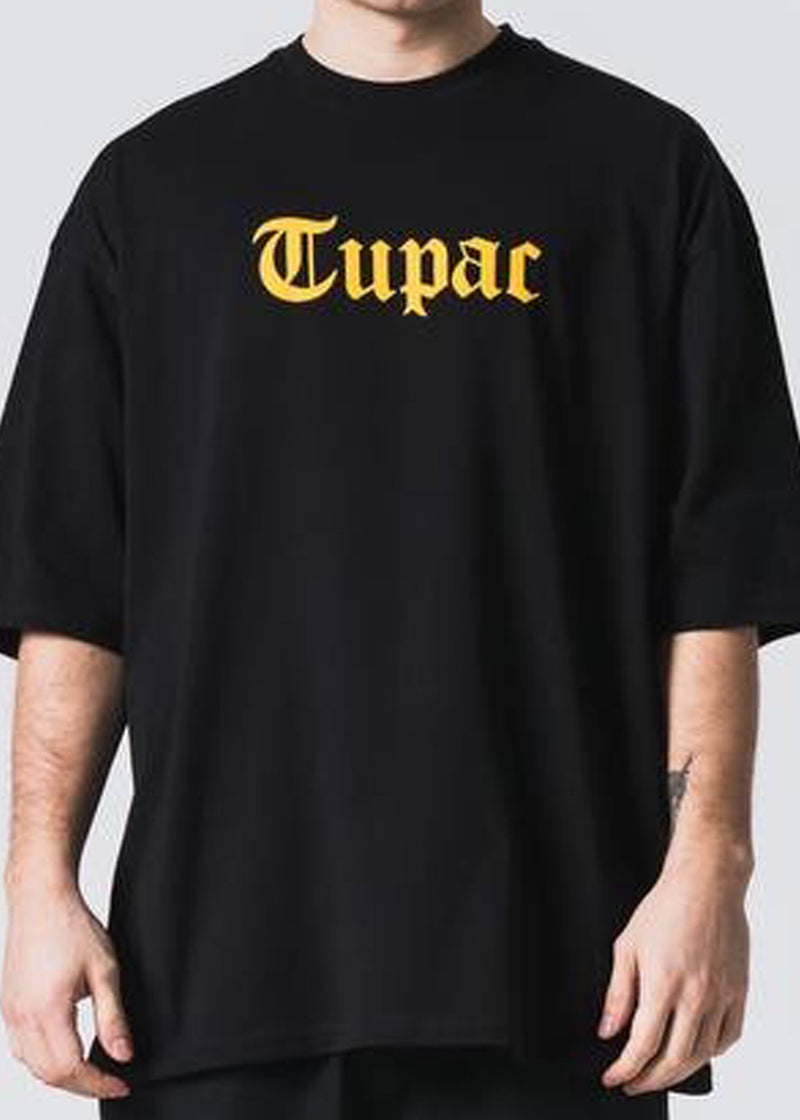 Ανδρική κοντομάνικη μπλούζα Jcyj - TRM0135 - tupac oversized fit μαύρο