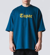 Ανδρική κοντομάνικη μπλούζα Jcyj - TRM0135 - tupac logo oversized fit tee - πετρόλ