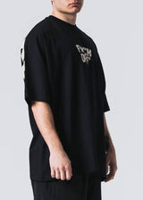 Ανδρική κοντομάνικη μπλούζα Jcyj - TRM0136 - f*ck off logo oversized fit tee μαύρο