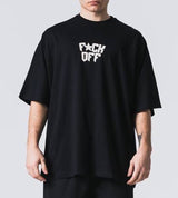 Ανδρική κοντομάνικη μπλούζα Jcyj - TRM0136 - f*ck off logo oversized fit tee μαύρο