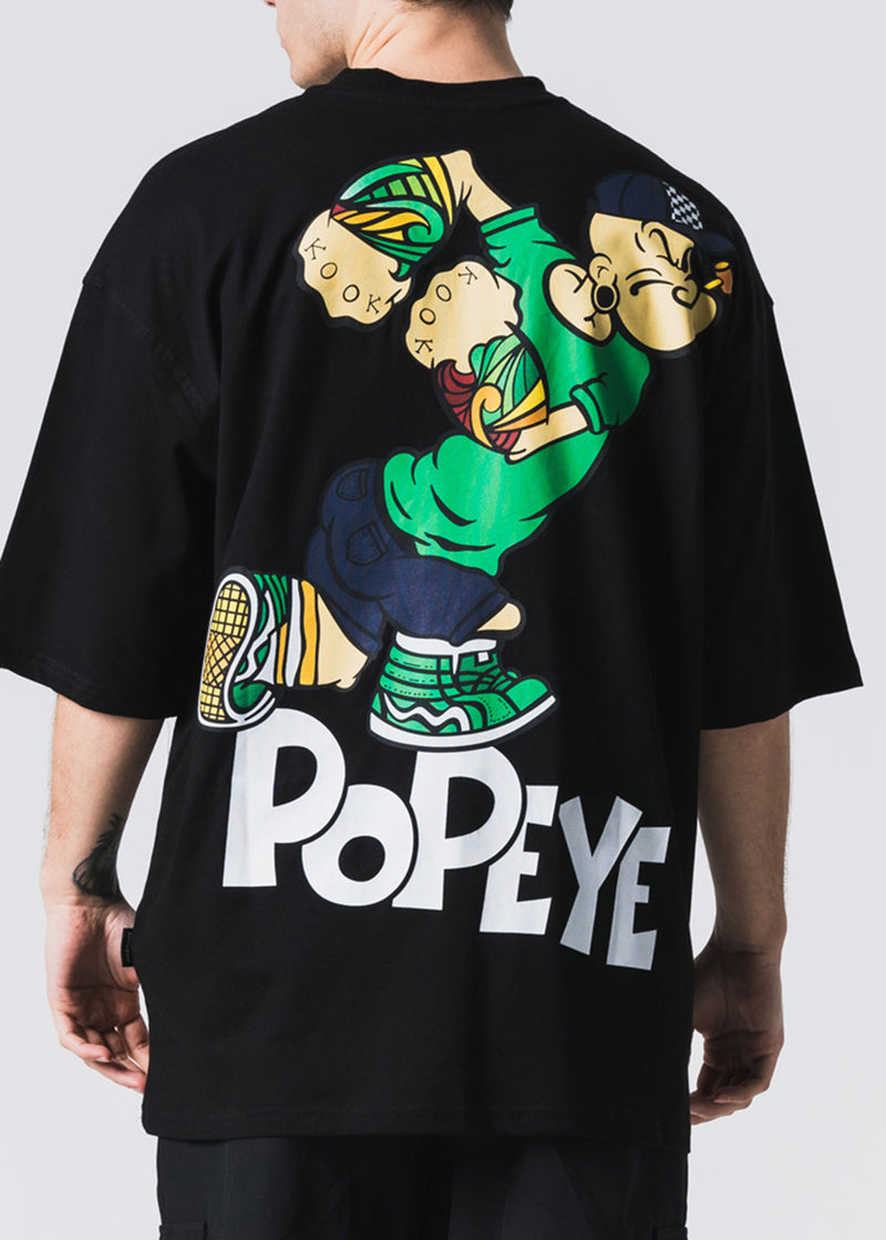 Ανδρική κοντομάνικη μπλούζα Jcyj - TRM0142 - pop oversized logo μαύρο