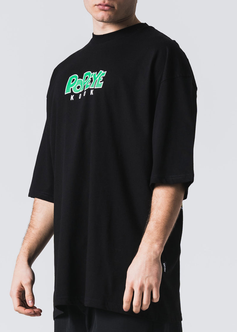Ανδρική κοντομάνικη μπλούζα Jcyj - TRM0142 - pop oversized logo μαύρο