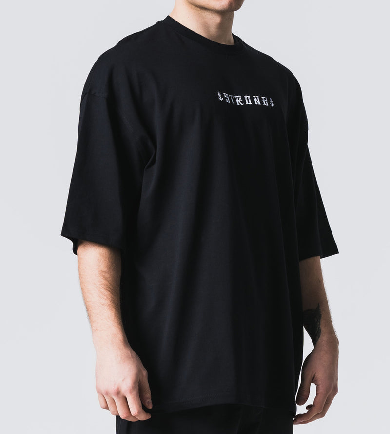 Ανδρική κοντομάνικη μπλούζα Jcyj - TRM0143 - strong popeye logo oversized fit tee μαύρο