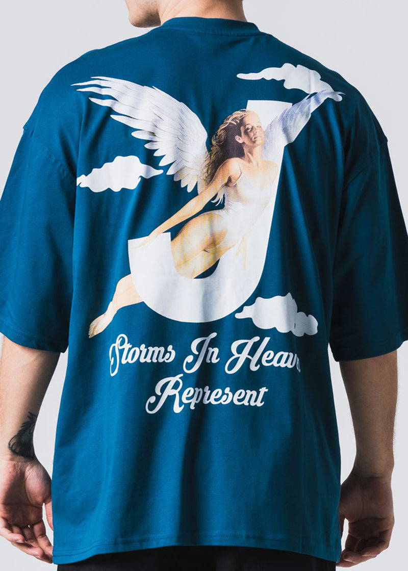 Κοντομάνικη μπλούζα Jcyj - TRM0146 - heaven logo oversized fit tee πετρόλ