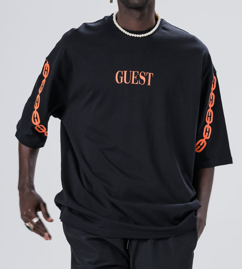 Ανδρική κοντομάνικη μπλούζα Jcyj - TRM0151 - guest oversized fit μαύρο