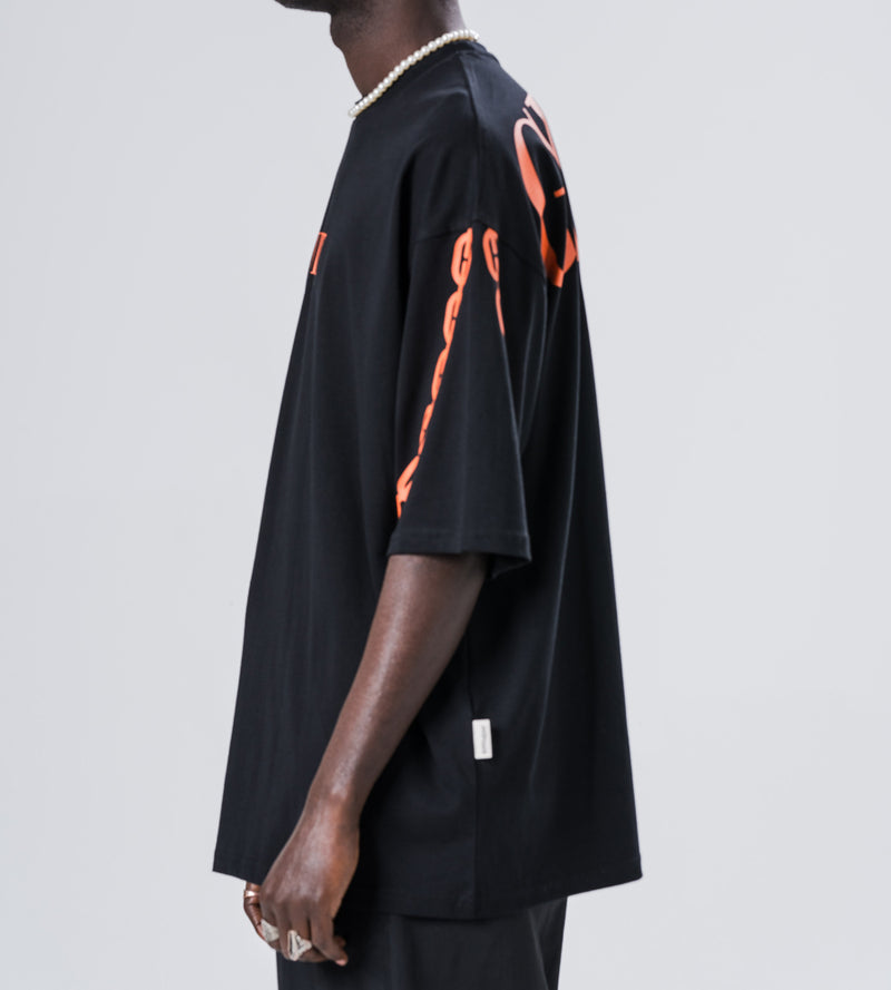 Ανδρική κοντομάνικη μπλούζα Jcyj - TRM0151 - guest oversized fit μαύρο