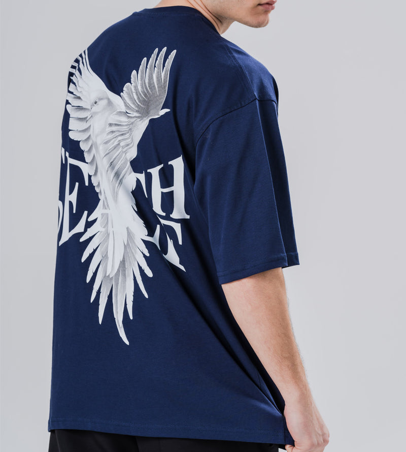 Ανδρική κοντομάνικη μπλούζα Jcyj - TRM0161 - teach peace logo oversized fit tee μπλε