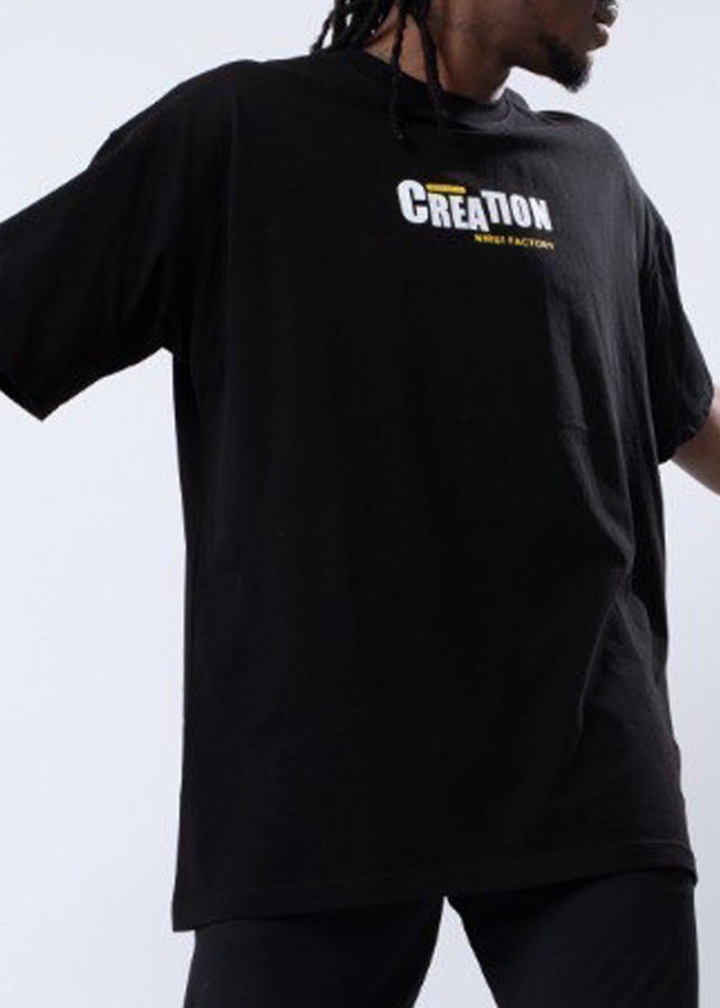 Ανδρική κοντομάνικη μπλούζα Jcyj - TRM453 - creation logo oversized fit tee μαύρο