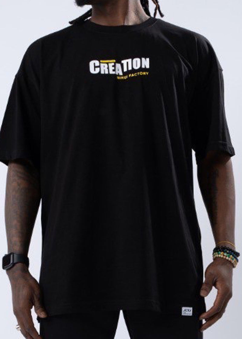 Ανδρική κοντομάνικη μπλούζα Jcyj - TRM453 - creation logo oversized fit tee μαύρο