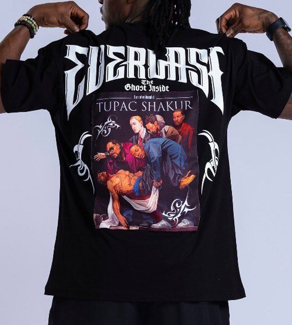 Κοντομάνικη μπλούζα Jcyj - TRM475 - oversized fit 2 pac logo μαύρο