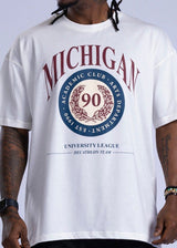 Ανδρική κοντομάνικη μπλούζα Jcyj - TRM519 - oversized michigan logo λευκό