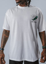 Ανδρική κοντομάνικη μπλούζα Jcyj - TRM105 - oversize fit λευκό