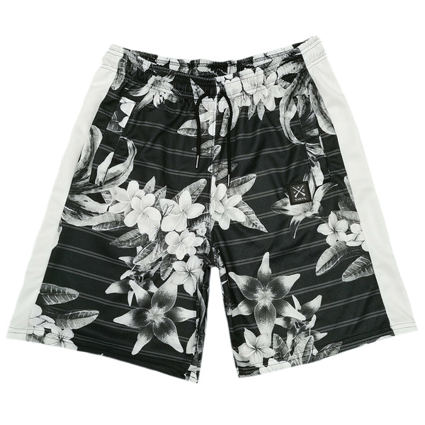 Vinyl art clothing - 00500-01 - black shorts with floral print