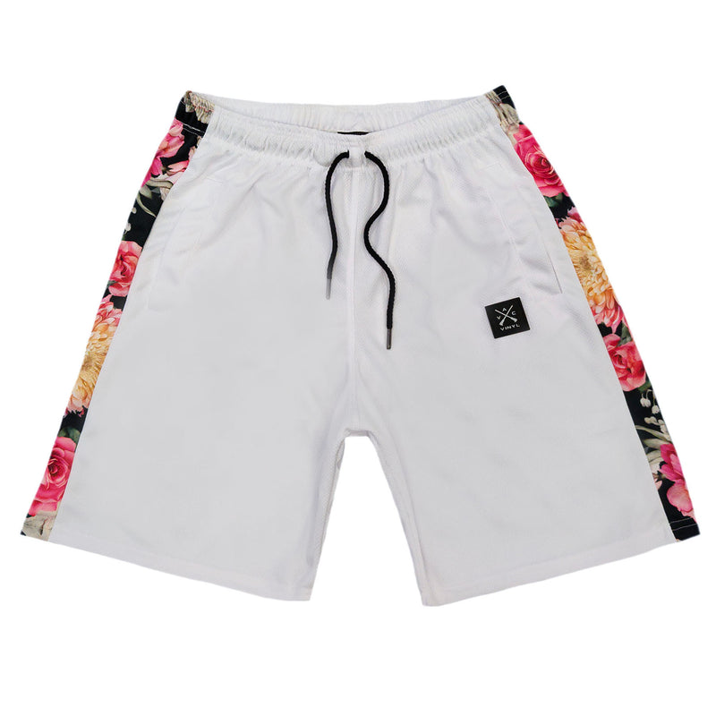 Vinyl art clothing - 00530-02 - white floral stripe shorts