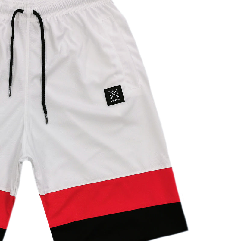 Vinyl art clothing - 00780-02 - white two-stripes shorts