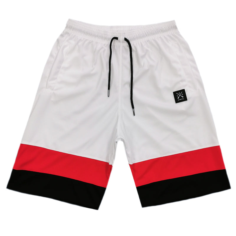 Vinyl art clothing - 00780-02 - white two-stripes shorts