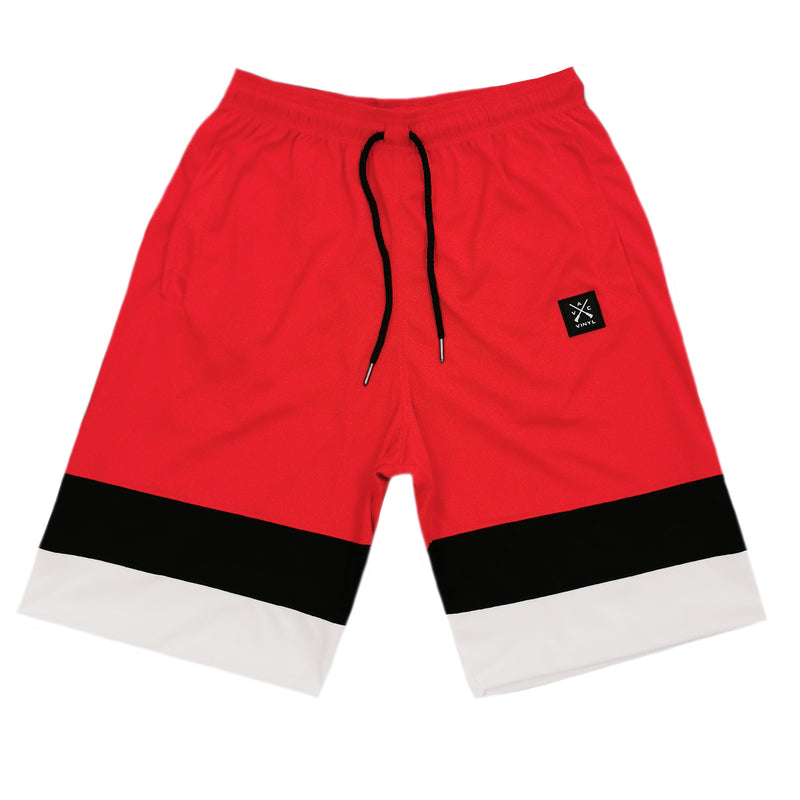 Vinyl art clothing - 00780-55 - two-stripes shorts - red