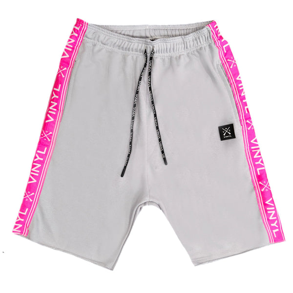 Vinyl art clothing - 02812-09-W - grey fluo taped shorts