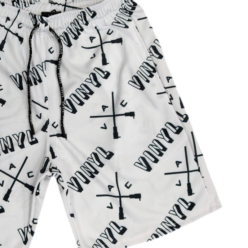Vinyl art clothing - 02841_02-W - white all over printed shorts
