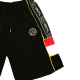 Vinyl art clothing - 02900-01 - black logo tape shorts with 2-stripes sides