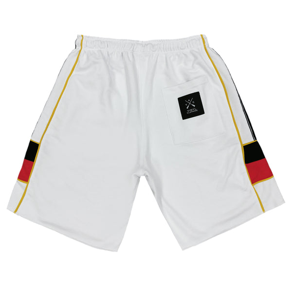 Vinyl art clothing - 02900-02 - white logo tape shorts with 2-stripes sides